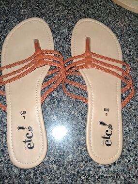 Rue21 Braided Toe-Post Sandals in Tan and Orange
